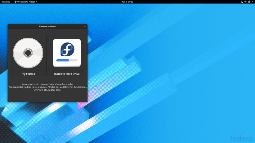 Fedora 32 初期画面