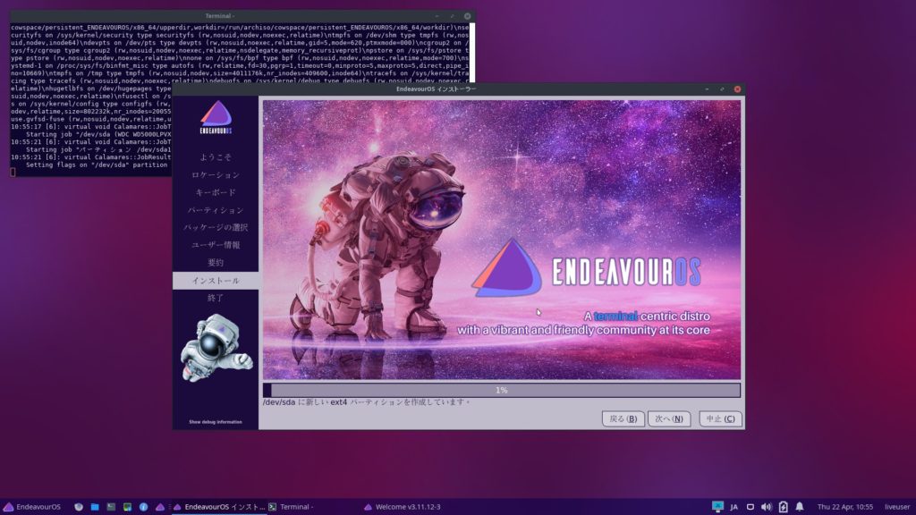 Endeavour OSインストーラ9