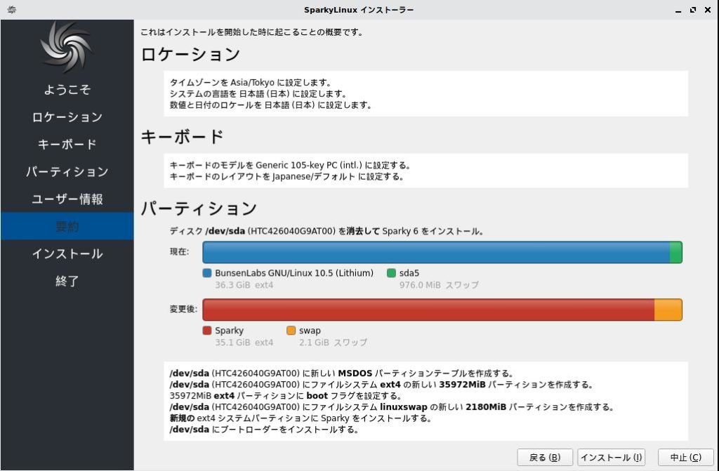 SparkyLinuxインストーラ6